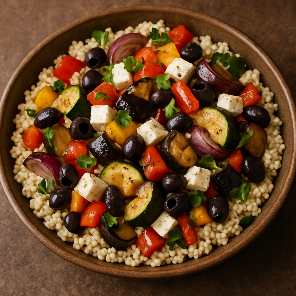 Mediterranean Couscous Salad with Roasted Vegetables