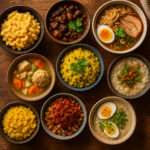 📝 Description Tonkotsu ramen is Japan’s rich, velvety soul food — a deeply satisfying noodle soup made by simmering pork bones (mostly marrow-rich bones like femur) for 12 to 18 hours. The result? A creamy, milky-white broth that's both delicate and bold in flavor. It's fatty, salty, and umami-packed — and it's known across the world as the ultimate comfort bowl. 🍜 Key Ingredients Pork bones (neck, back, femur) simmered until collagen melts into creamy broth Fresh ramen noodles – usually thin and firm to hold up to the heavy broth Toppings: Chashu (braised pork belly) Jammy soft-boiled egg (ajitsuke tamago) Sliced scallions Menma (fermented bamboo shoots) Nori (seaweed sheets) Sesame seeds or garlic oil 🔬 Why It’s Comforting Creamy, fatty broth coats the tongue and soothes the body Steam and heat warm you to the bone — literally Layers of texture: chewy noodles, tender meat, soft egg Smells like a hug — seriously, garlic and pork aroma is nostalgic in Japan 🥢 Cultural Note Tonkotsu ramen originated in Fukuoka (Hakata region of Kyushu) and was considered working-class fast food. It’s now a global icon — with ramen shops from Tokyo to Los Angeles claiming their own version. In Japan, ramen is eaten solo, fast, and with slurps — a sign of enjoyment and respect to the chef. 🔄 Modern Variations Black garlic oil ramen – adds charred, rich depth Spicy tonkotsu – infused with chili miso paste or Korean gochujang Vegan tonkotsu – made with mushroom broth and soy milk to mimic creaminess Instant gourmet kits – freeze-dried options you can make in 10 minutes at home 🧠 Tonkotsu & Memory Ask any Japanese college student what they eat after a long day — many will say tonkotsu. It's the kind of food you eat when you're tired, cold, hungover, or lonely. It’s a reset button in a bowl. 🍥 Fun Fact The milky appearance of tonkotsu broth doesn’t come from dairy — it’s from emulsified pork fat and collagen, broken down over hours of boiling. The longer you cook it, the whiter it gets. 🔥 Popular Tonkotsu Ramen Shops (Japan & Global) Ichiran Ramen (Fukuoka, Japan): famous for private solo booths Ippudo (Tokyo & global): luxurious take on tonkotsu Santouka (Canada, USA, Japan): rich broth + balanced toppings Ramen Nagi (Tokyo): bold flavors with regional twists