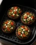 Mediterranean Stuffed Portobello Mushrooms cooked to perfection in the air fryer
