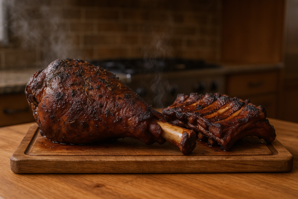 Juicy, slow-smoked lamb leg and ribs — infused with rosemary, garlic, and 18 hours of flavor.