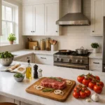 “Home cook preparing a healthy, delicious meal in a kitchen.”